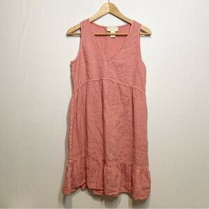Cynthia Rowley 100% Linen Sleeveless Ruffle Hem Dress Pinky Peach Size M